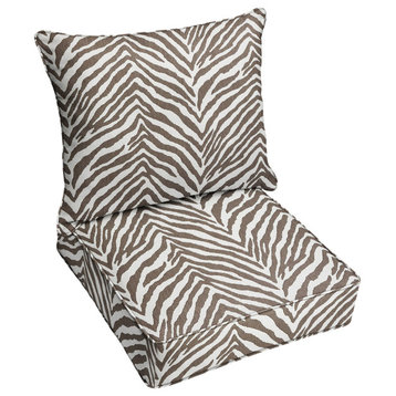 Sunbrella Namibia Grey Outdoor Deep Seating Pillow and Cushion Set, 23.5 in x 23