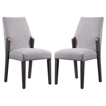 Set of 2 Upholstered Side Chair, Gray/Gray Oak Finish