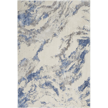 Nourison Silky Textures SLY03 2'2"x7'6" Blue/Ivory/Gray Rug