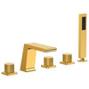 3 Handle Tub and Shower Faucet Dual-Function With High Pressure Handheld Shower, Brushed Gold
