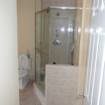Ceramic Tile Shower and Floor in Bathroom