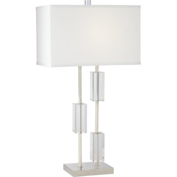 Three Crystal Rectangles Table Lamp, Polished Nickel