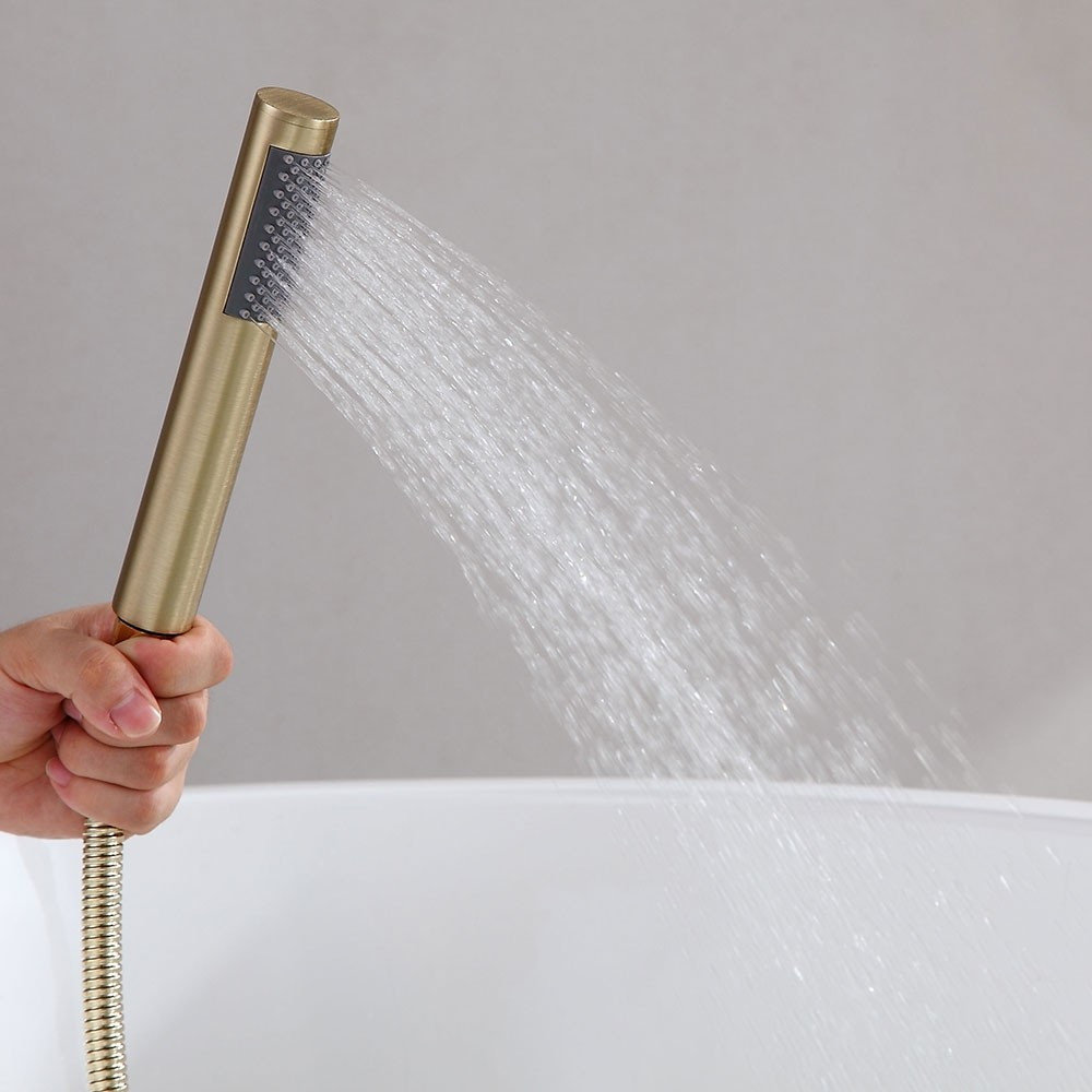 Bravat Brushed Gold Wall Mounted Shower Set, Valve Thermostatic Mixer 3 ...