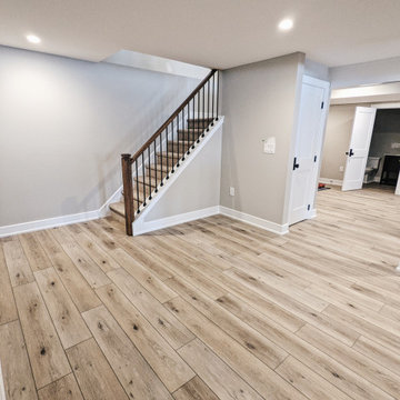 Basement Staircase with Wood Handrail