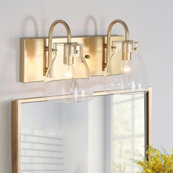 LALUZ 2-Light Matte Gold Modern Contemporary Bathroom Vanity Light