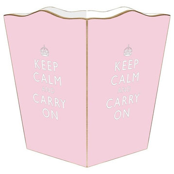 Pink Keep Calm and Carry On Wastepaper Basket
