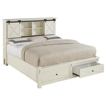 Sun Valley Queen Storage Bed With Integrated Bench, White Finish