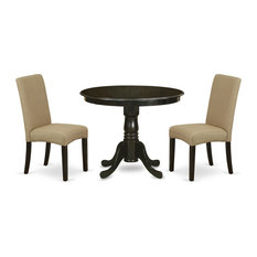 East West Furniture Antique Wood 3-Piece Parson Dining Set ANDR3-CAP-03