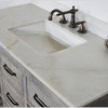 Single Fir Sink Vanity Driftwood With Arctic Pearl Quartz Marble Top, Gray, 48"