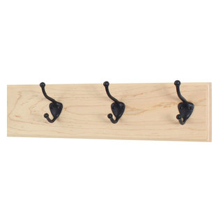 Solid Maple Wall Coat Rack, Bronze Hooks - Craftsman - Wall Hooks