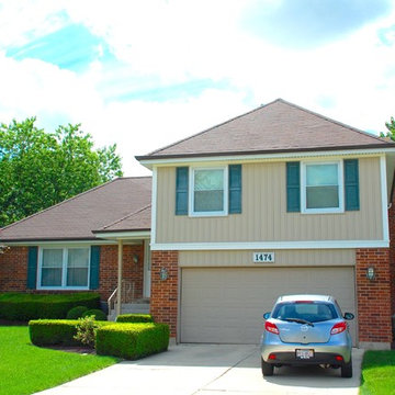 Wheaton, IL Split Level Home James Hardie Siding Navajo Beige
