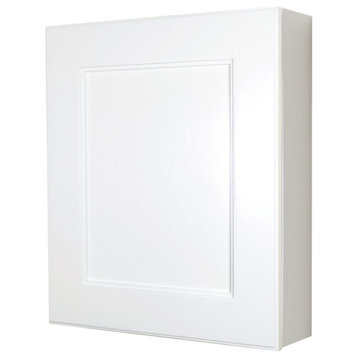 White Shaker Style Wall-Mount Medicine Cabinet, Shaker White Plain Panel
