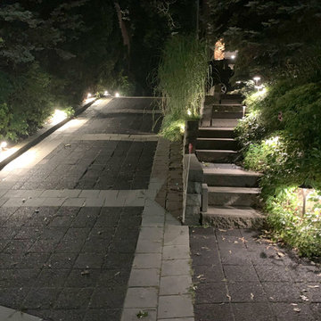Infinity pool, patio, and landscape lighting in Toronto