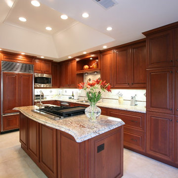 Cherry Kitchen with large Island in Huntington Beach, CA
