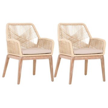 Loom Arm Chair, Set of 2, Sand Rope, Natural Gray Mahogany
