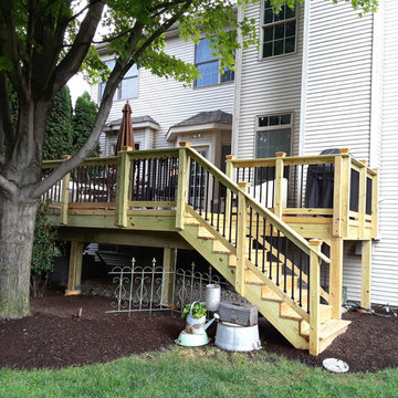 Elevated Wood Deck with Drink Rail by Naperville, IL Deck Builder.
