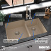 Karran 32" Undermount Double Bowl 60/40 Quartz Kitchen Sink Kit, Bisque
