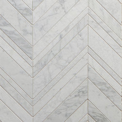 Lucca Textured Chevron in White Venatino - Mosaic Tile