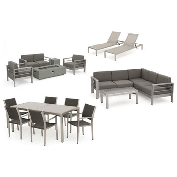 Coral Bay Outdoor Sofa and Chat Sets With a Glass Top Dining Set