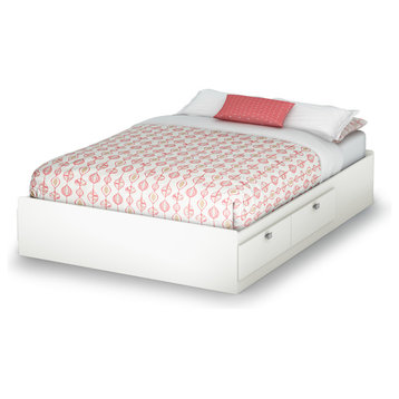 South Shore Spark Full Mates Bed, 54'' With 4 Drawers, Pure White
