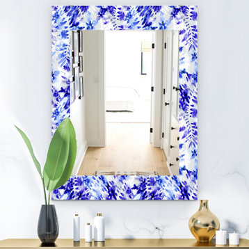 Designart Tropical Mood Blue 4 Midcentury Frameless Vanity Mirror, 28x40