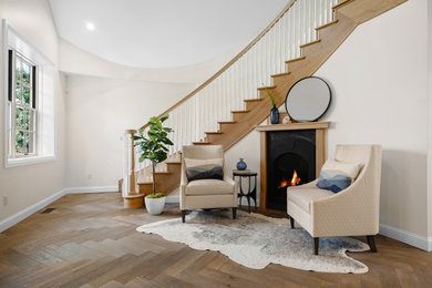 Example of a huge transitional home design design in Denver