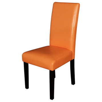 Villa Faux Leather Sunrise Orange Dining Chairs, Set of 2