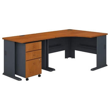 Series A 83" L Shaped Executive Desk in Natural Cherry - Engineered Wood