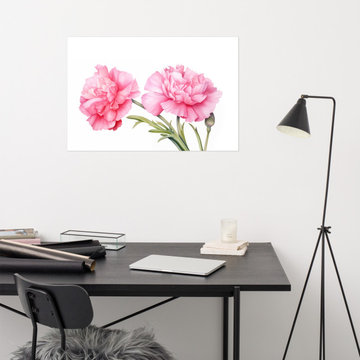 Flower Prints for Walls: Carnation Bouquet Watercolor Painting - Digital Artwork