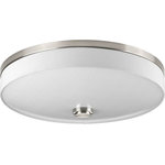 Progress Lighting - Progress Lighting 2-17W LED 3000K Flush Mount, Brushed Nickel - Two-light LED flush mount combines a linen drum shade with a linen glass diffuser. 120V AC replaceable LED module, 1,211 lumens, 3000K color temperature and 90+ CRI.