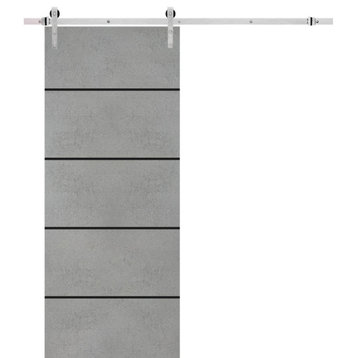 Sturdy Barn Door 36 x 80 | Planum 0015 Concrete with  | 6.6FT
