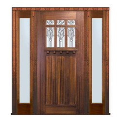 Prehung Sidelites Door 80 Mahogany Craftsman 6 Lite TDL Glass - Front Doors