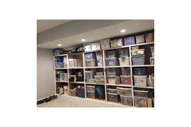 Large residential basement storage room