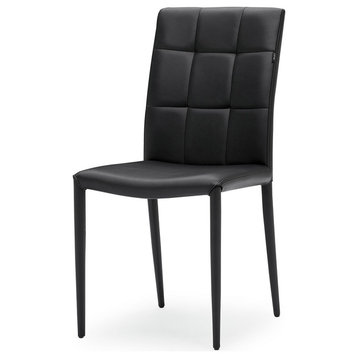 Savannah Black Leatherette Dining Chair with Quilted Pattern