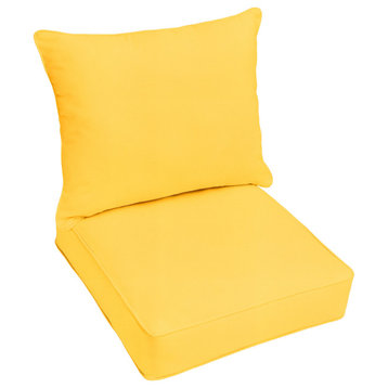 Sunbrella Sunflower Yellow Outdoor Deep Seating Pillow and Cushion Set, 25x25