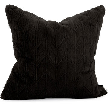 HOWARD ELLIOTT ANGORA Pillow Throw 20x20 Ebony Black Polyester Faux