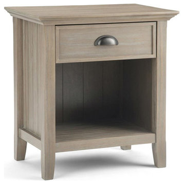 Simpli Home Acadian Wood 24" Transitional Bedside Nightstand Table in Gray