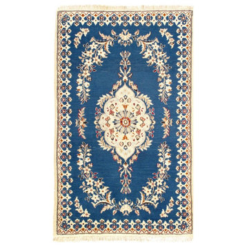 Light Blue Persian Fine Hand Knotted Nain 3'9'' X 6'2''