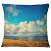 Deserted Brown Sea Coastline Landscape Printed Throw Pillow, 18"x18"
