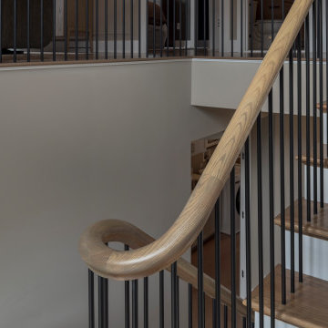 Project #153 | Sophisticated Red Oak Stair with Metal Balusters