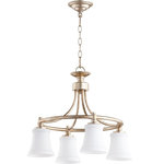 Quorum International - Quorum Rossington 4-Light 18" Dinette & Breakfast Chandelier in Aged Silver Le - This 4-light dinette & breakfast chandelier from Quorum International is a part of the Rossington collection and comes in a aged silver leaf finish. Light measures 21" wide x 18" high.  Uses four standard bulbs up to 100 watts each.  This light would look best in the dining room or kitchen. For indoor use.  This light requires 4 , 100W Watt Bulbs (Not Included) UL Certified.