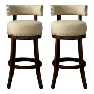 Set of 2 Fabric and Solid Wood Bar Stool - Transitional - Bar Stools And Counter  Stools - by Simple Relax | Houzz