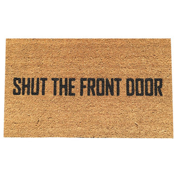 Hand Painted "Shut the Front Door" Doormat, Ca Bear Brown