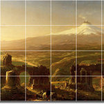 Picture-Tiles.com - Thomas Cole Historical Painting Ceramic Tile Mural #167, 72"x48" - Mural Title: Mount Etna From Taormina
