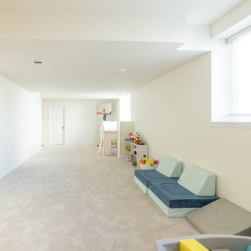 Modern Parkville Basement Remodel with Media Zone + Flex Spaces