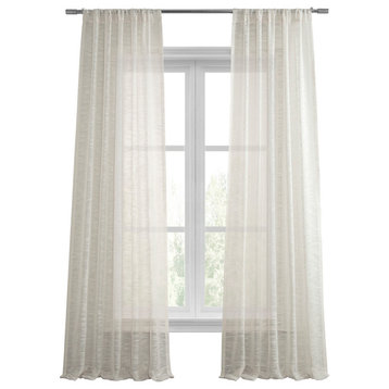 Open Weave Ivory Linen Sheer Curtain Single Panel, 50W X 108L