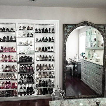 Before and after spare room transformation into a luxurious whole room closet