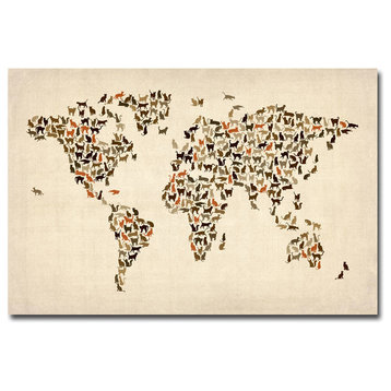 'World Map of Cats' Canvas Art by Michael Tompsett