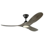 Visual Comfort Fan Collection - 52" Maverick II LED, Aged Pewter - The popular Maverick ceiling fan by Monte Carlo is now available with an integrated LED light. This advanced LED technology is carefully designed and selected to consist of the highest quality LED chipsets for superior performance and reliability. With a sleek modern silhouette, a DC motor and super energy-efficiency, the Maverick LED ceiling fan from Monte Carlo features softly rounded blades and elegantly simple housing. Maverick LED is available in 52, 60 and 70 inch blade sweep and a 3-blade design that delivers a distinct profile and incredible airflow for living rooms, great rooms or outdoor covered areas. It includes a hand-held remote with six speeds and reverse. All versions feature beautiful hand-carved, balsa wood blades. ENERGY STAR qualified. Maverick fans are damp-rated.