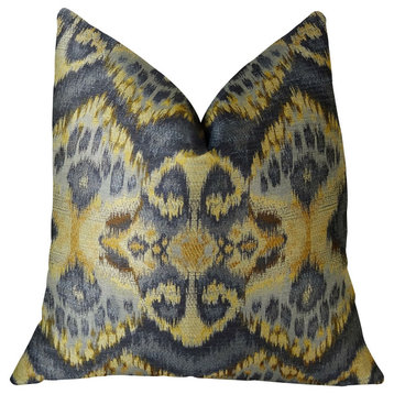 Sacred Pixie Blue Navy and Taupe Handmade Pillow, Double Sided 16"x16"